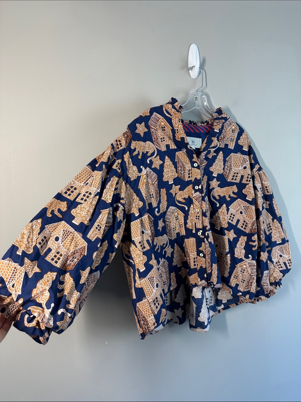 Printfresh  Gingerbread Party Button Down Top Size XL